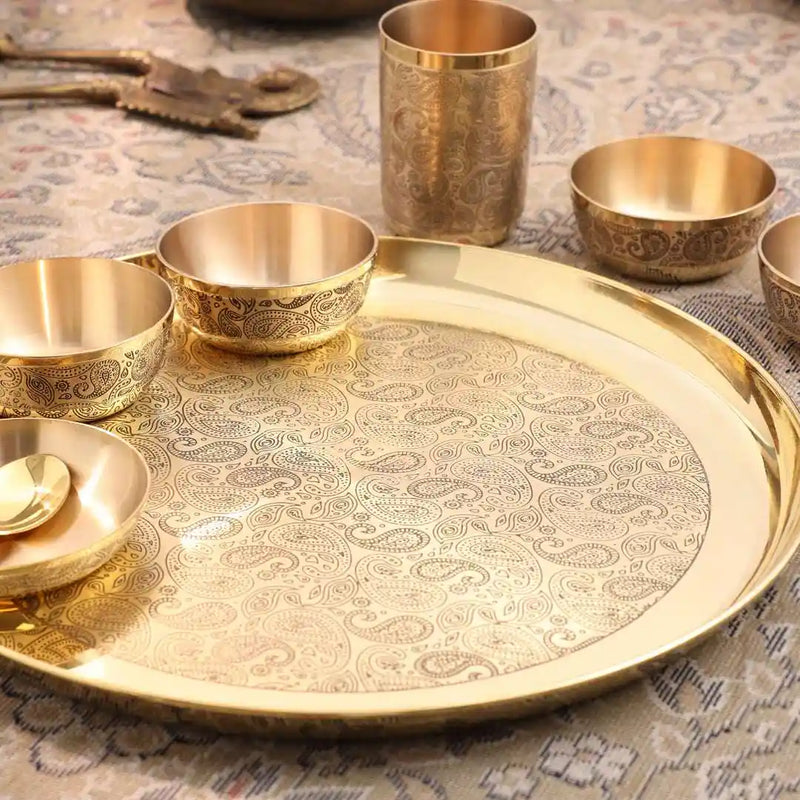 Brass Maharaja Thali/Dinner Set (1.85 Kg)