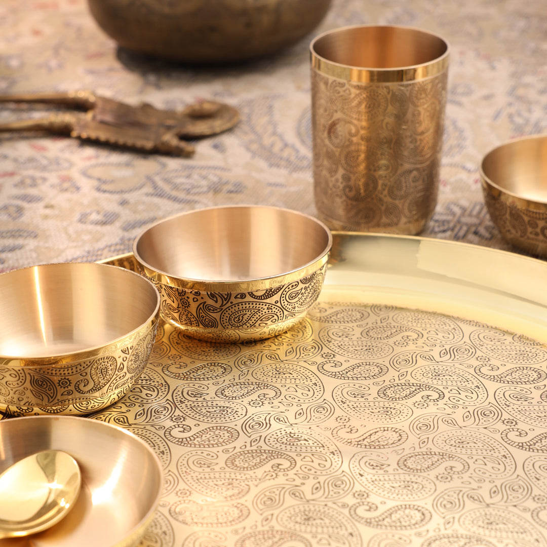 Brass Maharaja Thali/Dinner Set (1.85 Kg)