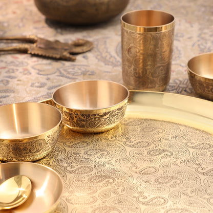 Brass Maharaja Thali/Dinner Set (1.85 Kg)