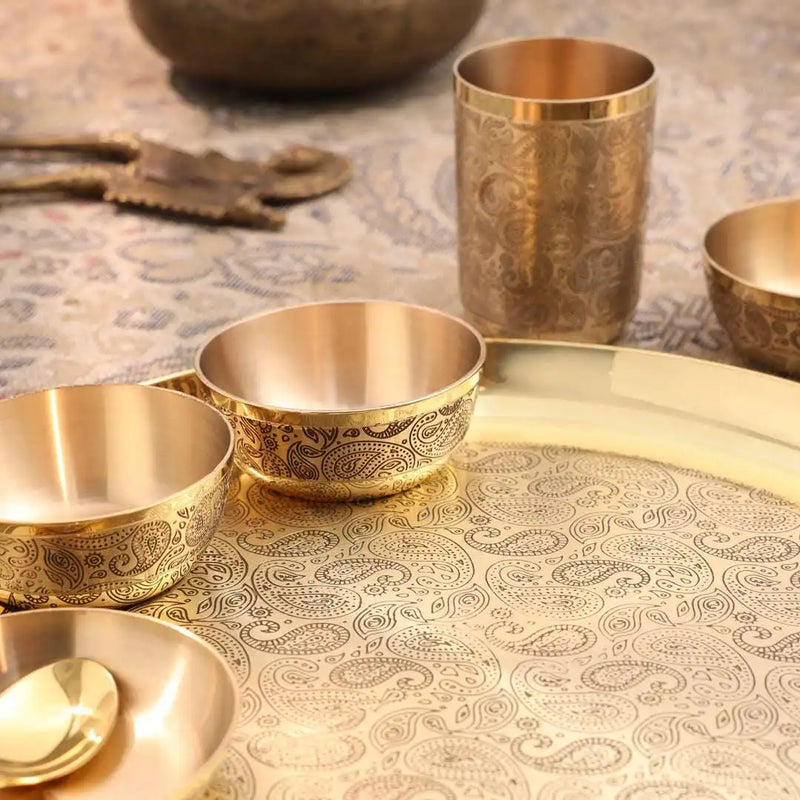 Brass Maharaja Thali/Dinner Set (1.85 Kg)