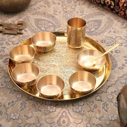 Brass Maharaja Thali/Dinner Set (1.85 Kg)