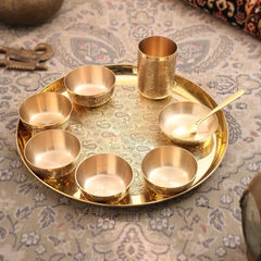 Brass Maharaja Thali/Dinner Set (1.85 Kg)
