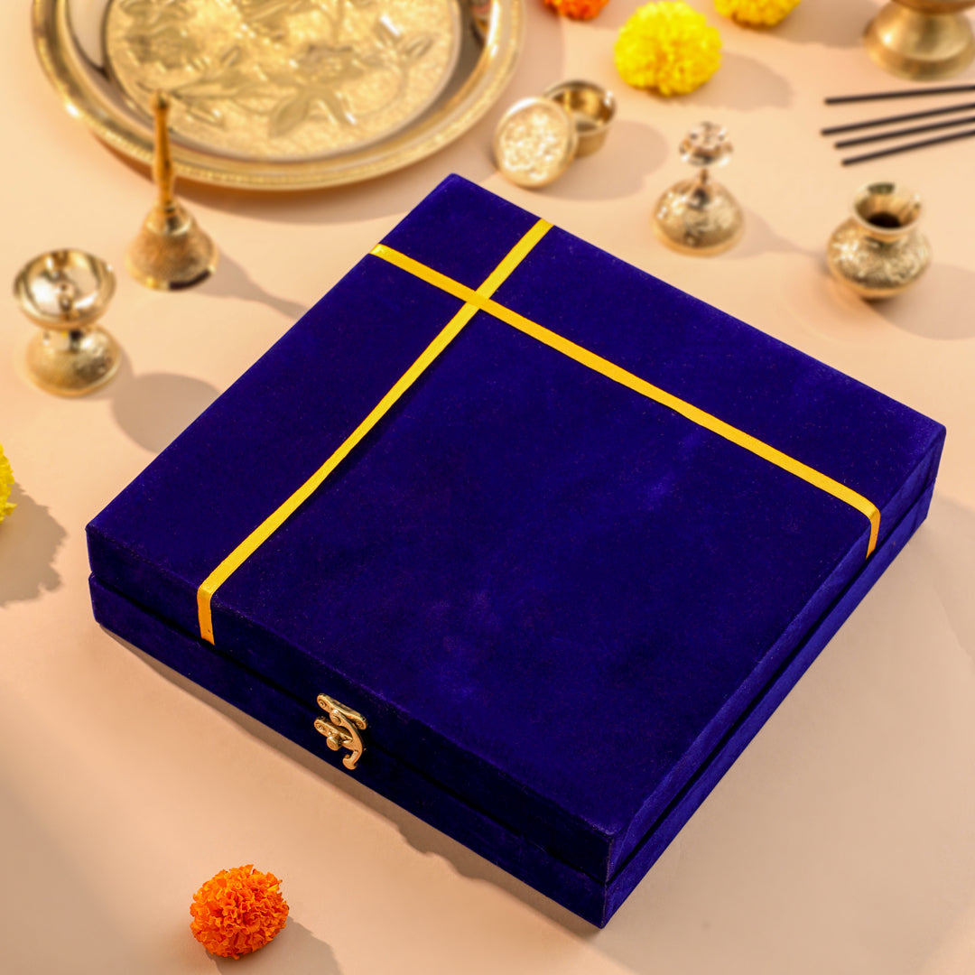 Brass Designer Pooja Thali Set With Velvet box