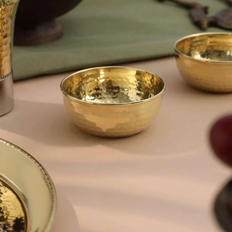 Brass Hammered Thali Set (1.1 Kg)