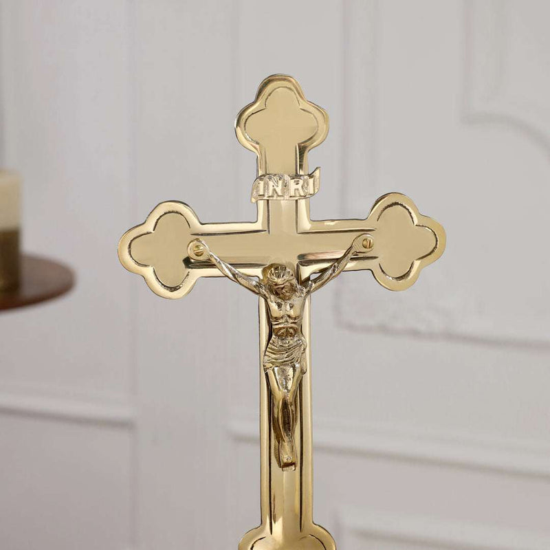 Brass Crucifix Cross with Jesus Figure (11 Inch)