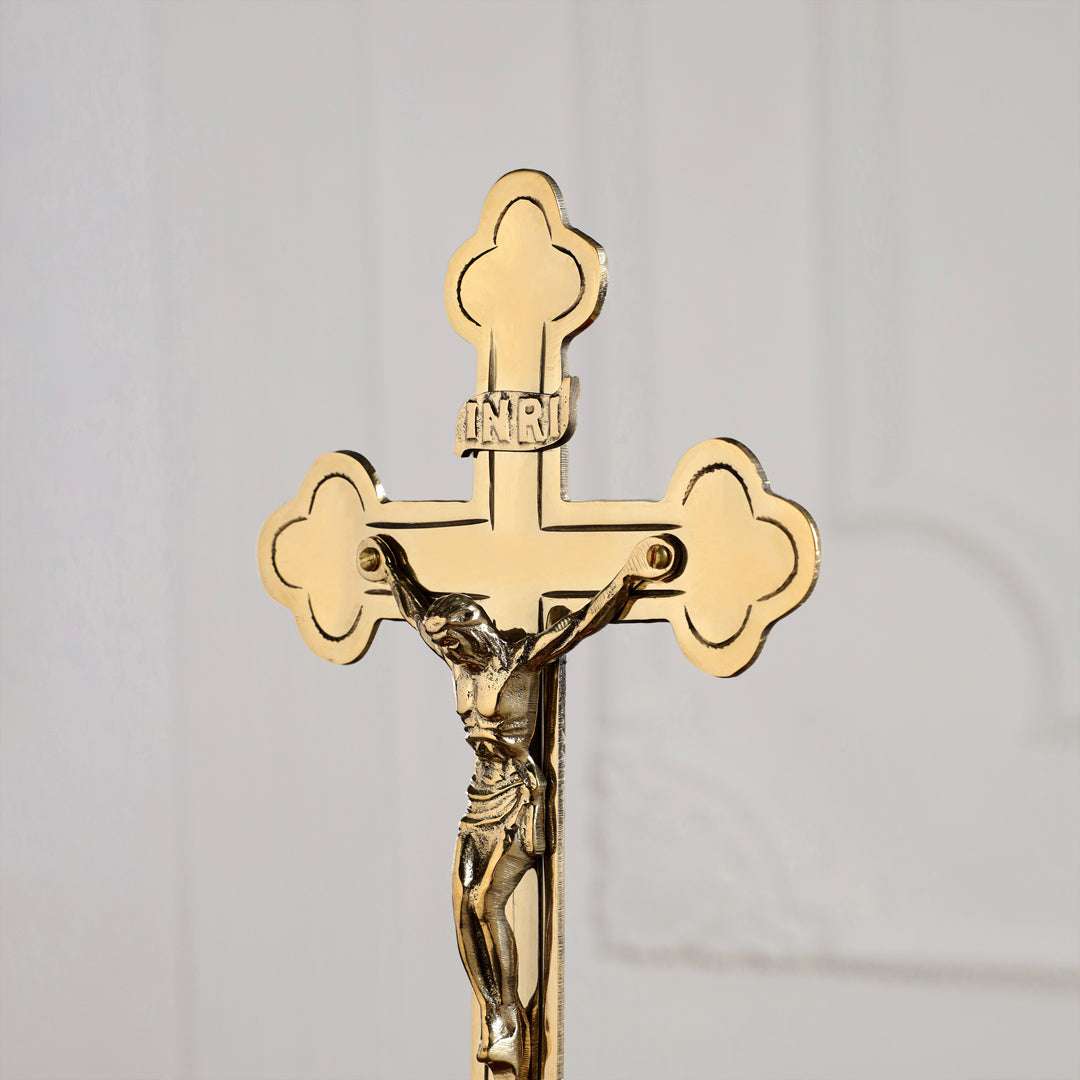 Brass Crucifix Cross with Jesus Figure (11 Inch)