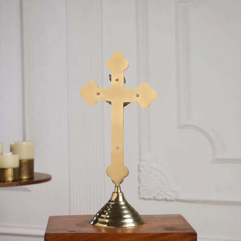 Brass Crucifix Cross with Jesus Figure (11 Inch)