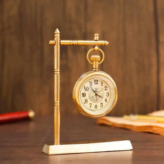 Brass Hanging Table Clock with Stand - Vintage (5.5 Inch)
