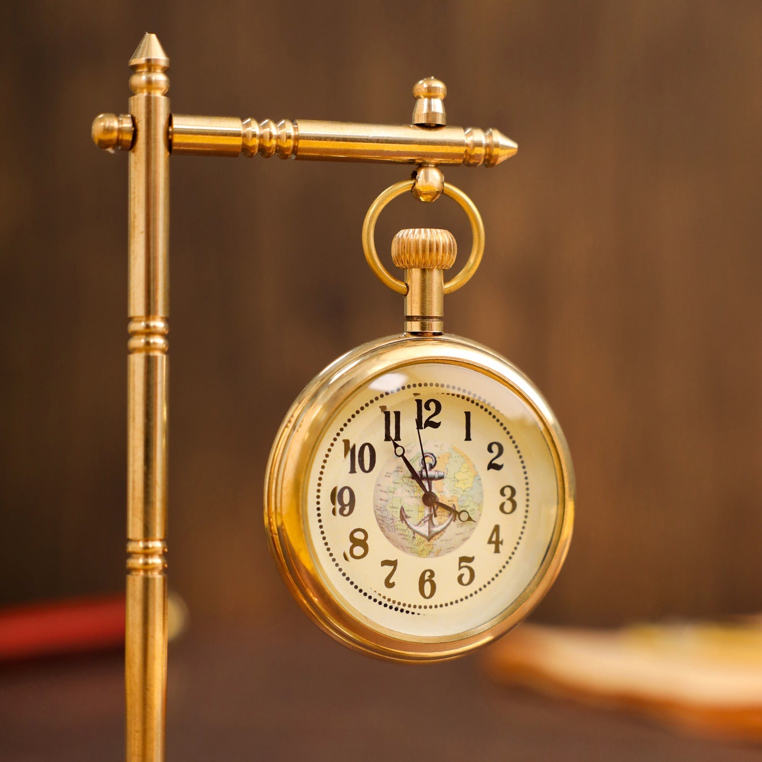 Brass Hanging Table Clock with Stand - Vintage (5.5 Inch)