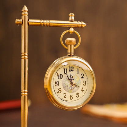 Brass Hanging Table Clock with Stand - Vintage (5.5 Inch)