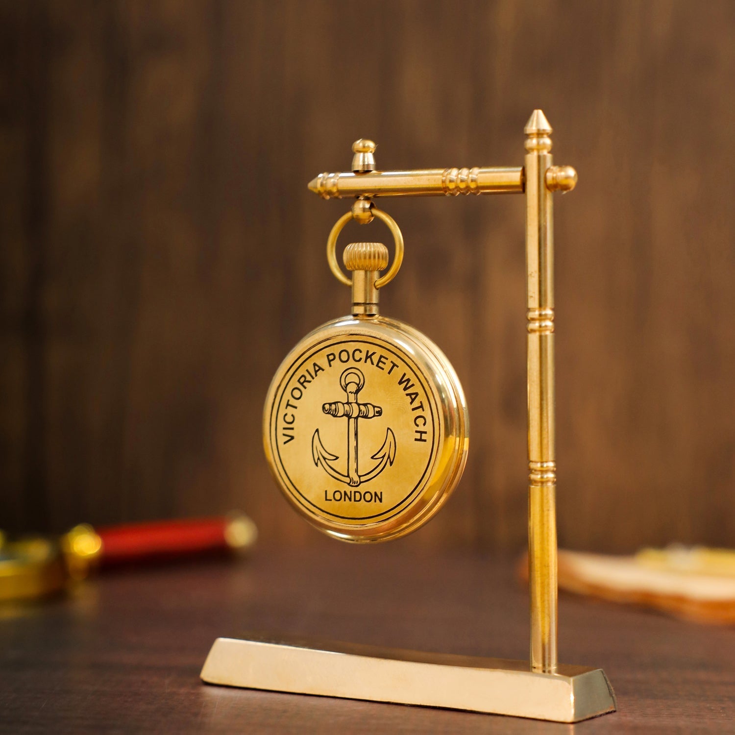 Brass Hanging Table Clock with Stand - Vintage (5.5 Inch)