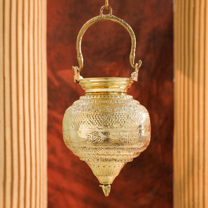 Brass Hanging Jal Dhara with Carved Om & Mantra Design