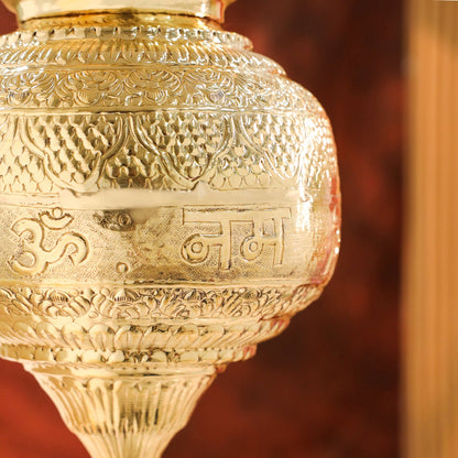 Brass Hanging Jal Dhara with Carved Om & Mantra Design