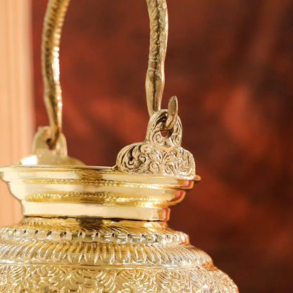 Brass Hanging Jal Dhara with Carved Om & Mantra Design