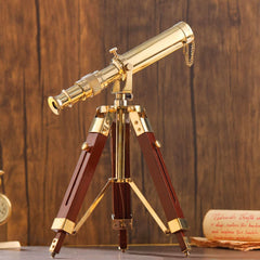 Brass Telescope with Wooden Tripod Stand (12 Inch)