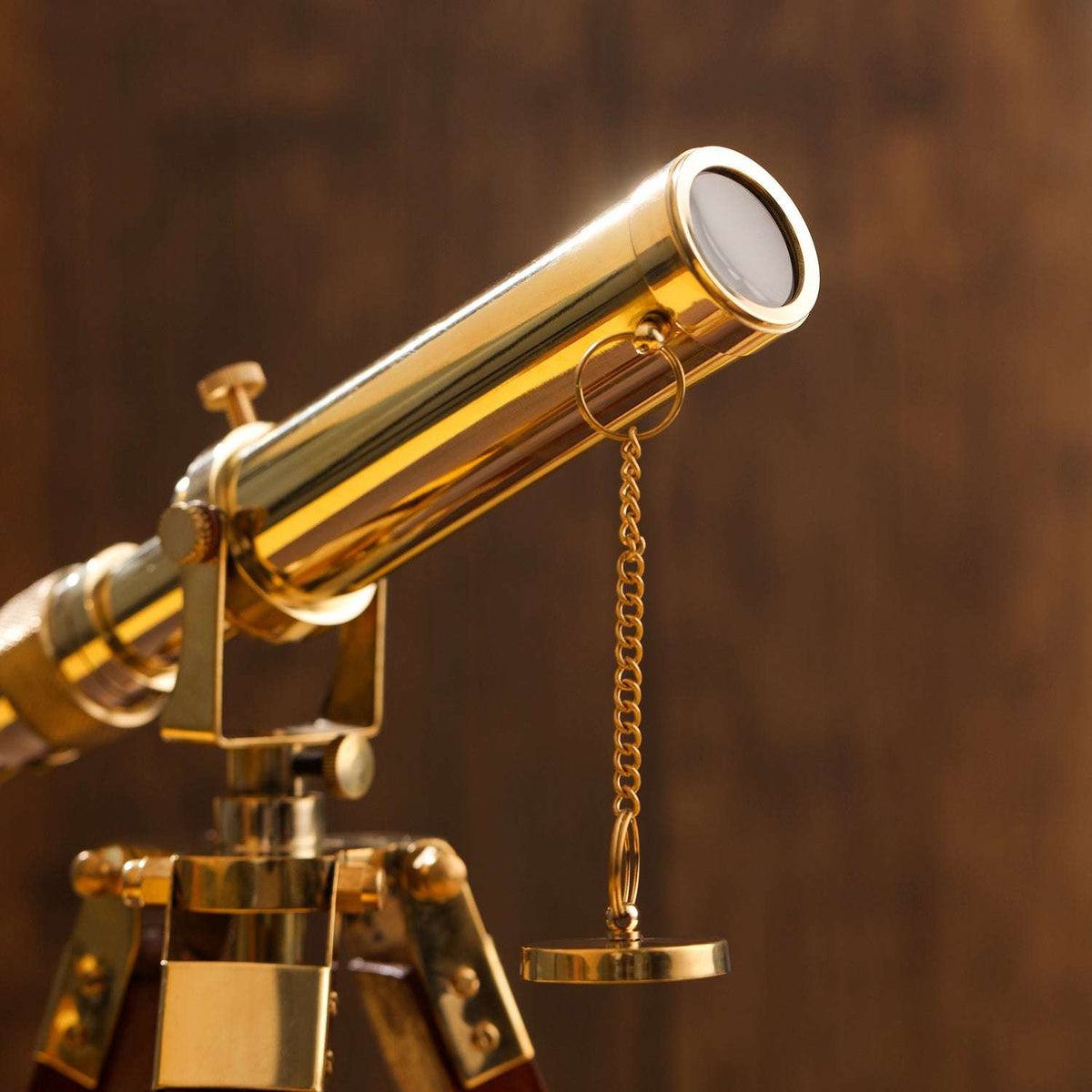 Brass Telescope with Wooden Tripod Stand (12 Inch)