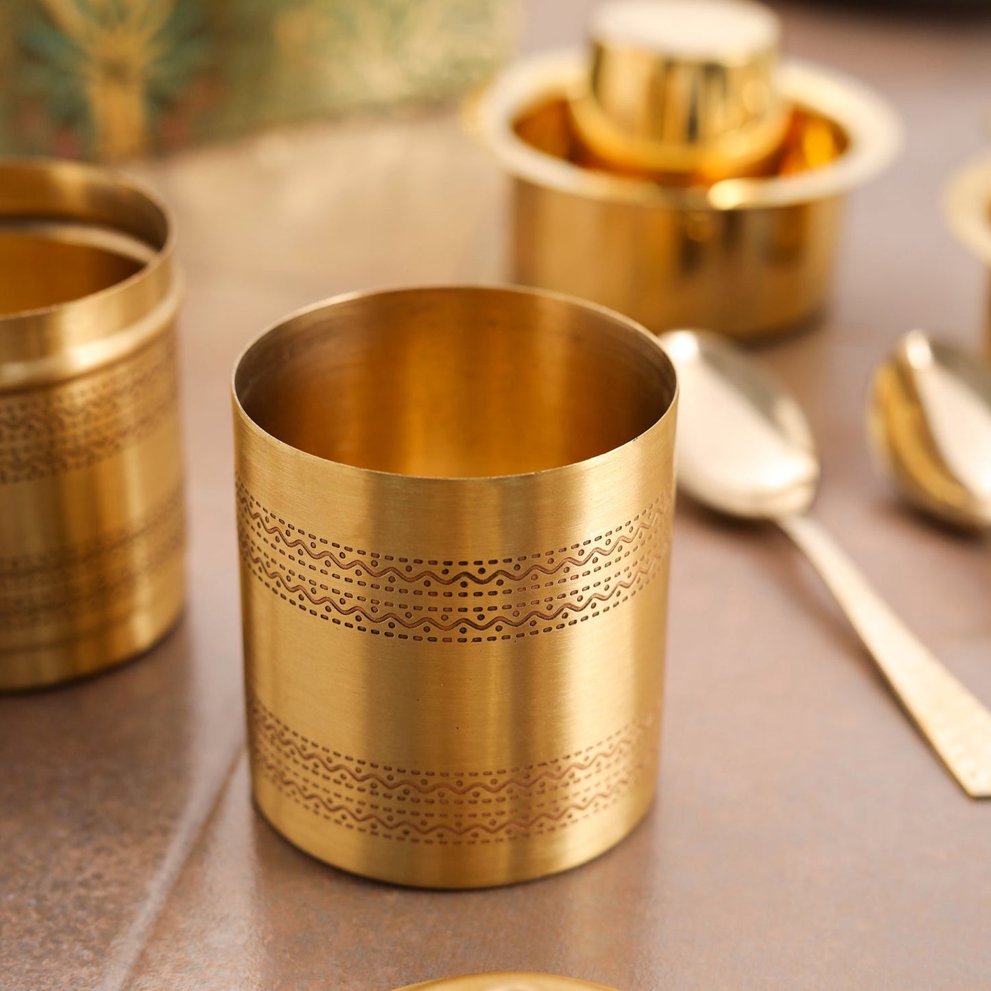 Brass Coffee Maker And Davara Set Corporate/Gift Hamper