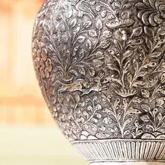 Silver Plated Brass Flower Pot with Floral Design