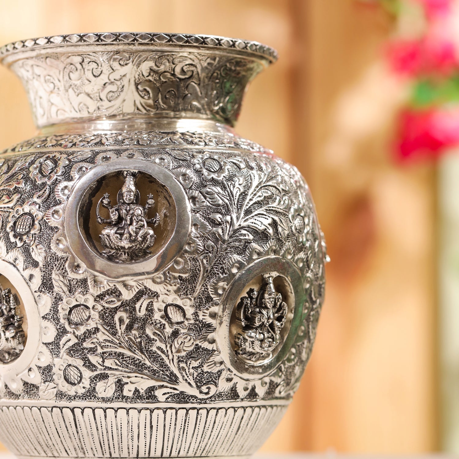 Silver plated Brass Ashtalakshmi Kodam/kalash (8 Inch)