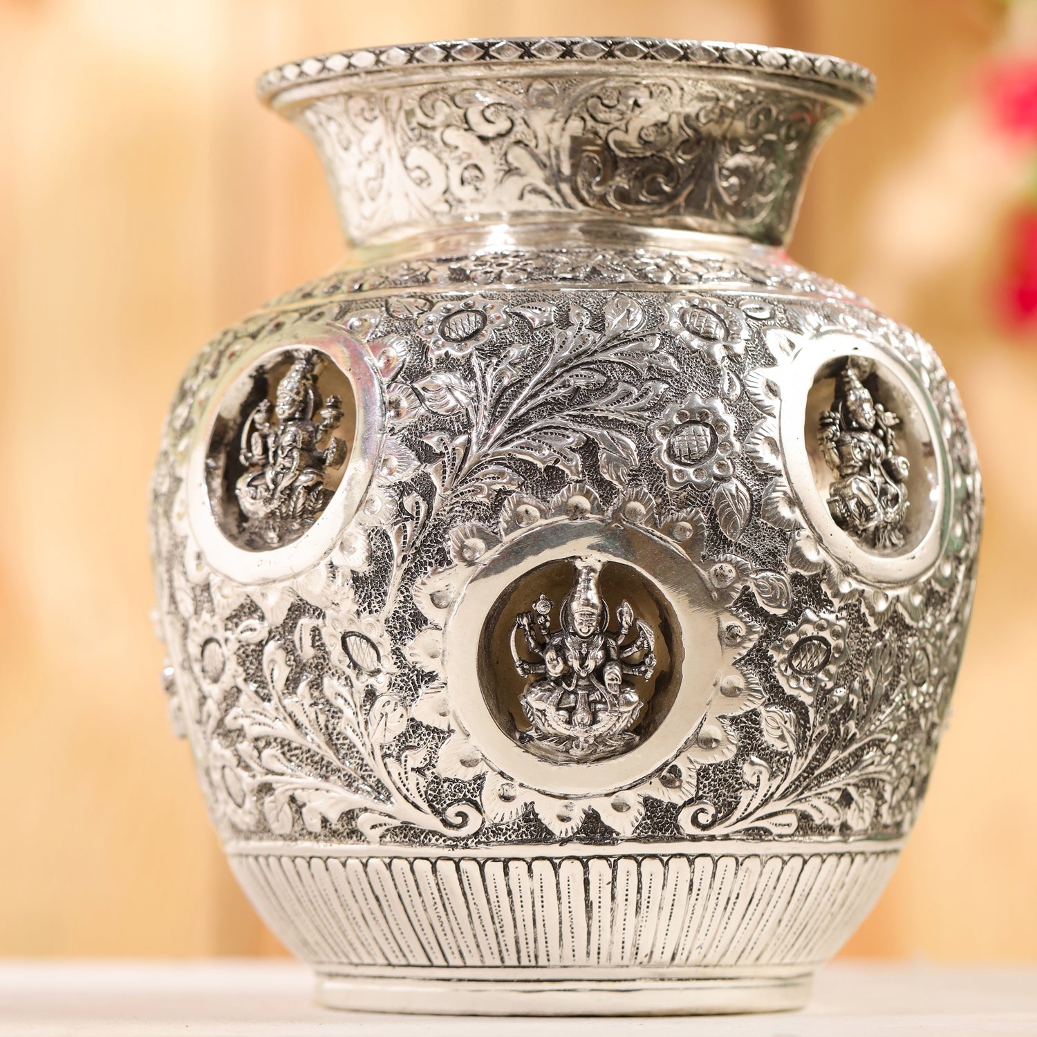 Silver plated Brass Ashtalakshmi Kodam/kalash (8 Inch)