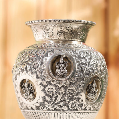 Silver plated Brass Ashtalakshmi Kodam/kalash (8 Inch)