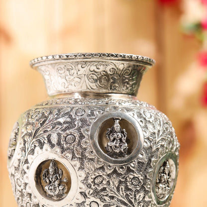 Silver plated Brass Ashtalakshmi Kodam/kalash (8 Inch)