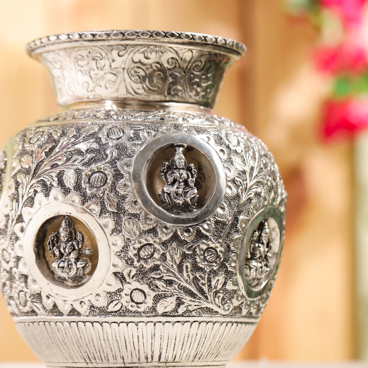 Silver plated Brass Ashtalakshmi Kodam/kalash (8 Inch)