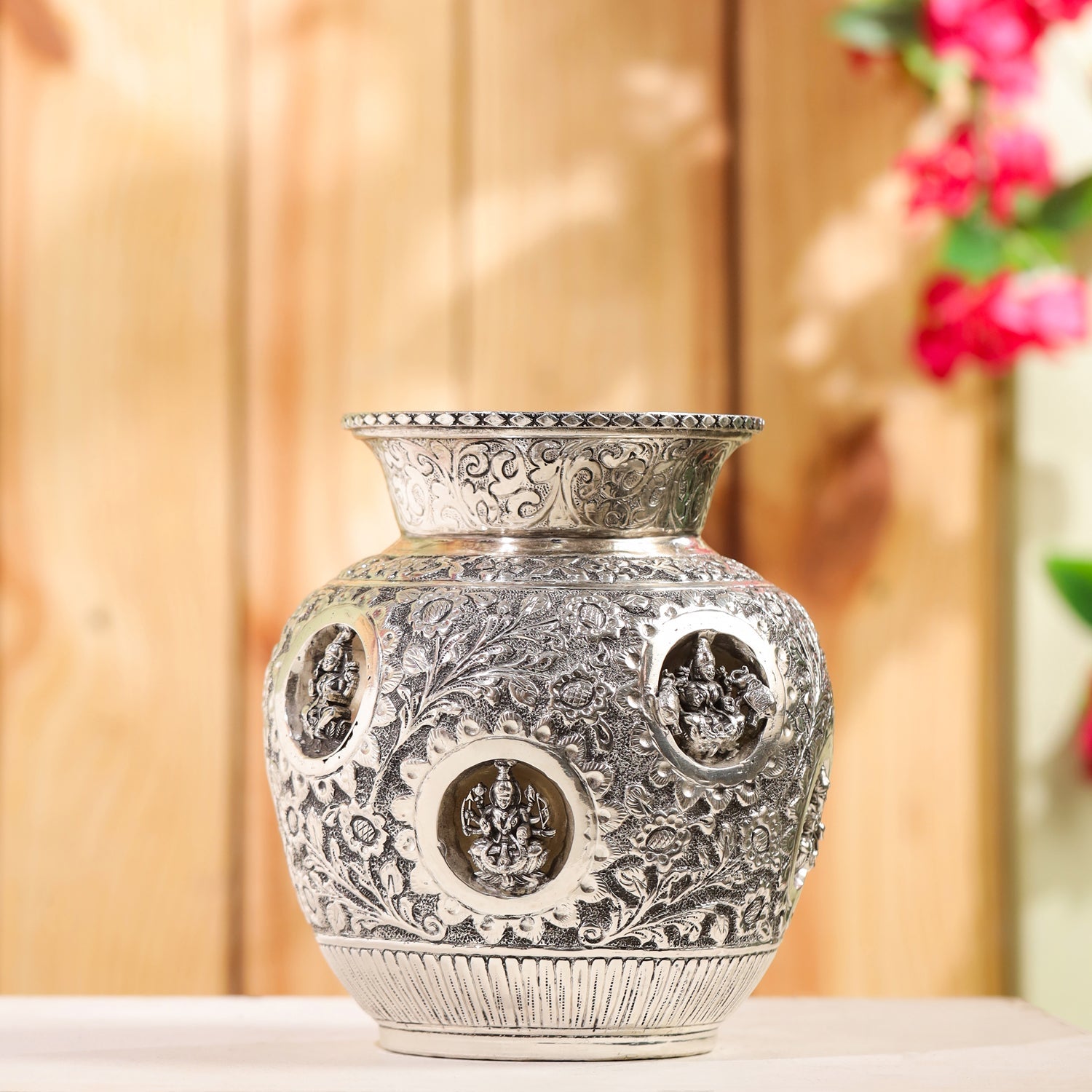 Silver plated Brass Ashtalakshmi Kodam/kalash (8 Inch)