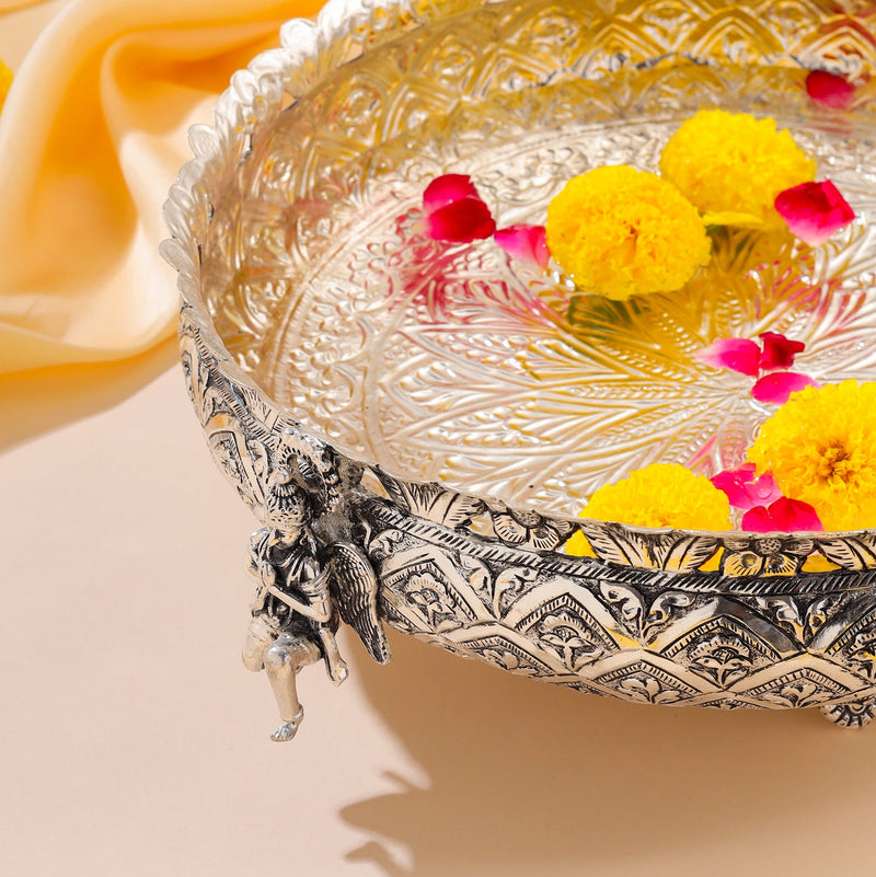 Silver Plated Brass Garuda Urli Bowl (4 Inch)