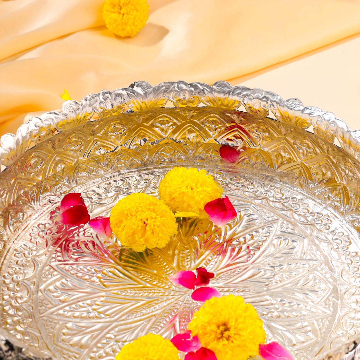 Silver Plated Brass Garuda Urli Bowl (4 Inch)