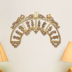 Brass Round Dashavatara /Vishnu Wall Hanging – Antique Finish (23.5 Inch)