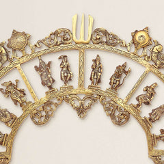 Brass Round Dashavatara /Vishnu Wall Hanging – Antique Finish (23.5 Inch)