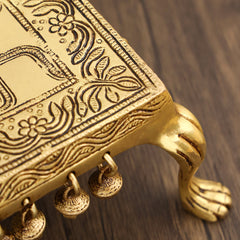 Brass Swastik Chowki With Bells (3.5 Inch)