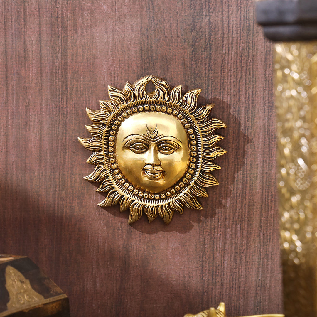 Brass Sun Face Wall Hanging (5.8 Inch)