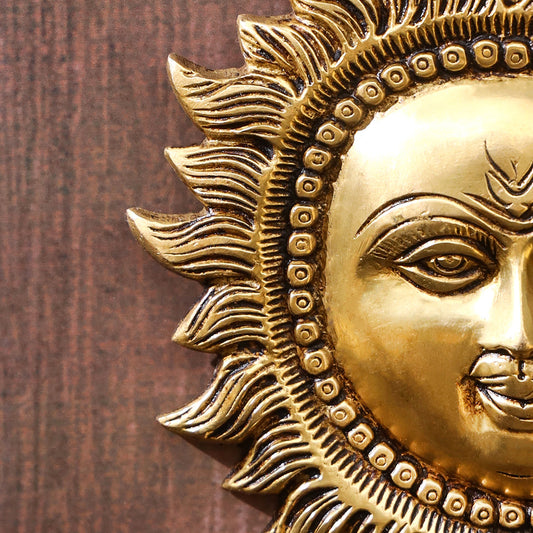 Brass Sun Face Wall Hanging (5.8 Inch)