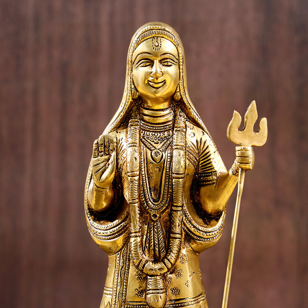 Brass Goddess Standing Ganga Statue (12.5 Inch)