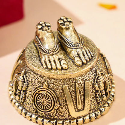 Brass Charan Paduka with Velvet Box – Divine Footprints of Lord Vishnu