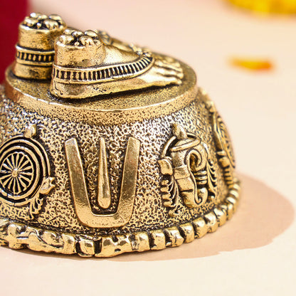 Brass Charan Paduka with Velvet Box – Divine Footprints of Lord Vishnu