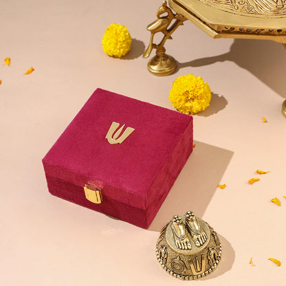 Brass Charan Paduka with Velvet Box – Divine Footprints of Lord Vishnu