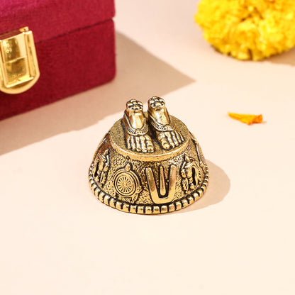 Brass Charan Paduka with Velvet Box – Divine Footprints of Lord Vishnu