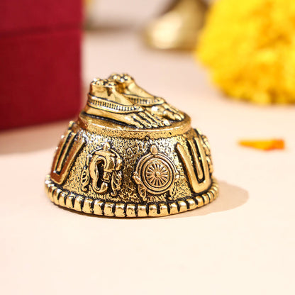 Brass Charan Paduka with Velvet Box – Divine Footprints of Lord Vishnu