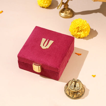 Brass Charan Paduka with Velvet Box – Divine Footprints of Lord Vishnu