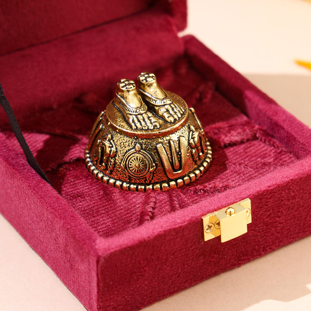 Brass Charan Paduka with Velvet Box – Divine Footprints of Lord Vishnu