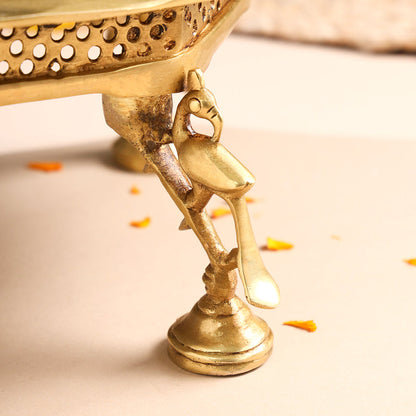 Brass Superfine Chowki With Peacock Pillars (5.5 INCH)