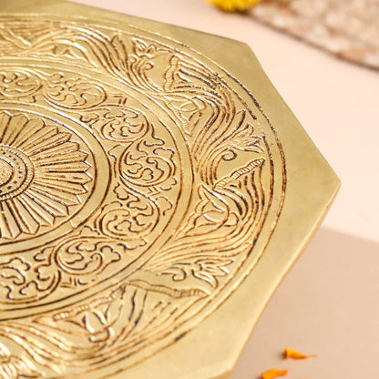 Brass Superfine Chowki With Peacock Pillars (5.5 INCH)