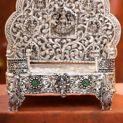 Brass Silver Plated Ashtalakshmi / Ganesha Singhasan with Dome for Laddu Gopal (14 Inch)