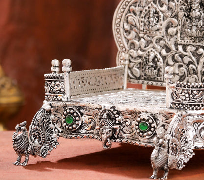 Brass Silver Plated Ashtalakshmi / Ganesha Singhasan with Dome for Laddu Gopal (14 Inch)