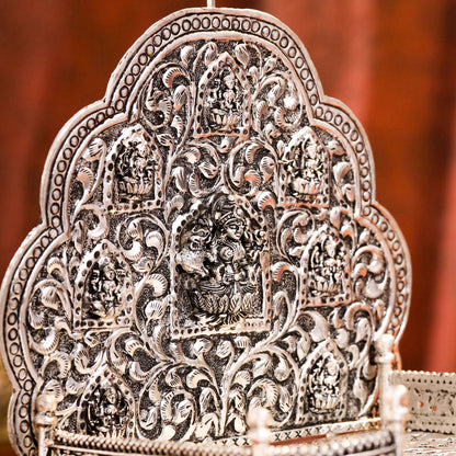 Brass Silver Plated Ashtalakshmi / Ganesha Singhasan with Dome for Laddu Gopal (14 Inch)