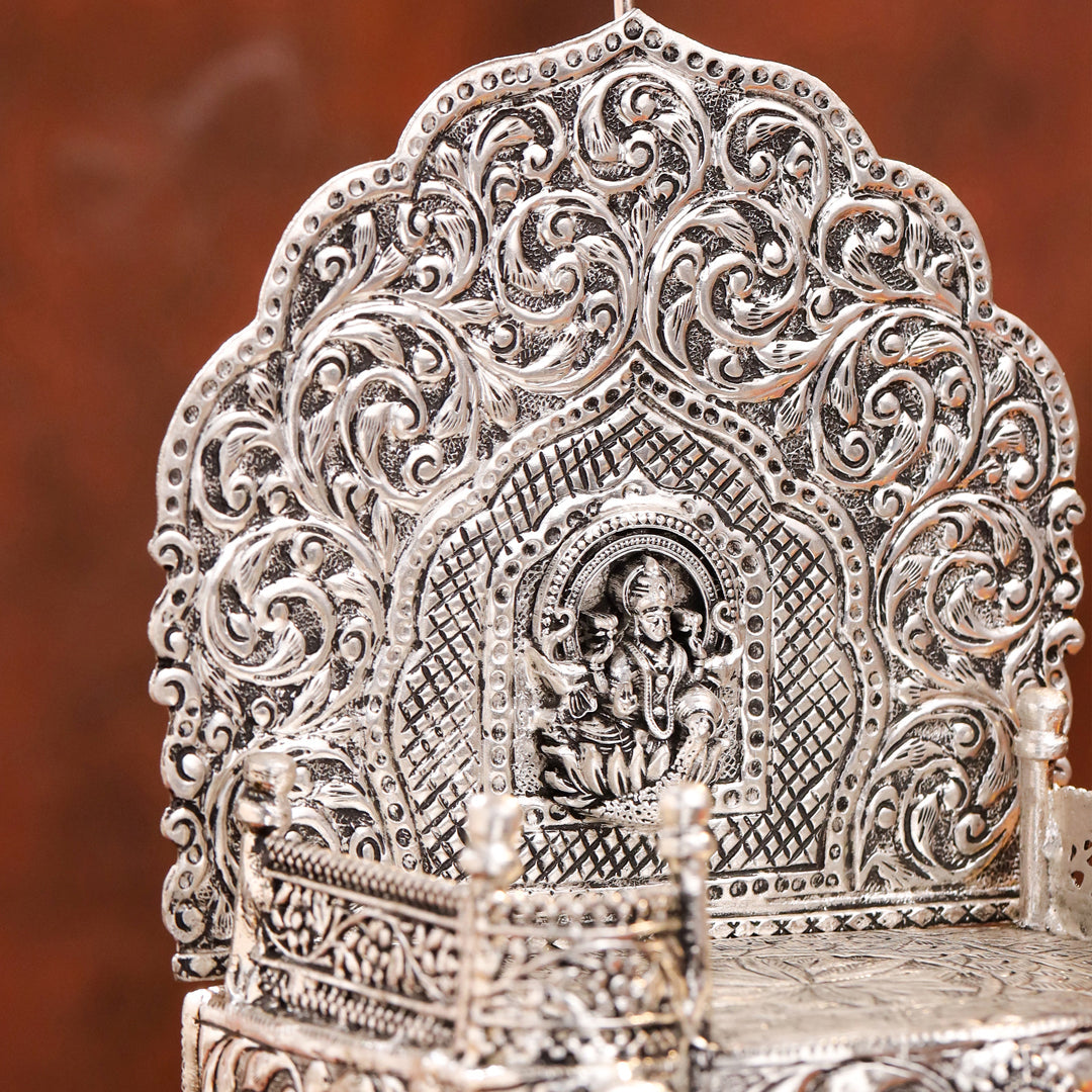 Brass Silver Plated Lakshmi / Ganesha Singhasan with Dome for Laddu Gopal (11.5 Inch)