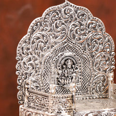 Brass Silver Plated Lakshmi / Ganesha Singhasan with Dome for Laddu Gopal (11.5 Inch)